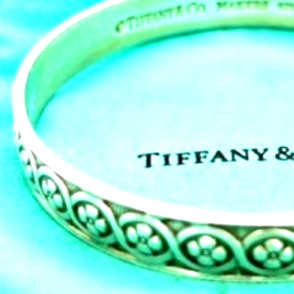 Tiffany & Co. Sterling Silver Markers Floral Bangl - Picture 5 of 5